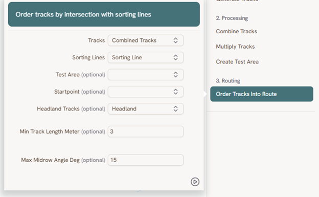 Configuring the Order Tracks into Route function
