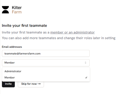Invite your first teammate