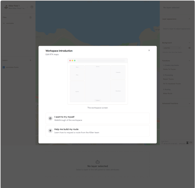 Workspace popup