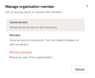 manage organisation member